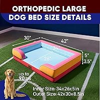 Vista 575 de Comfort Expression - Cama ortopédica para perros extragrandes, 53 x 42 pulgadas, cama impermeable y de apoyo de espuma con cojines removibles