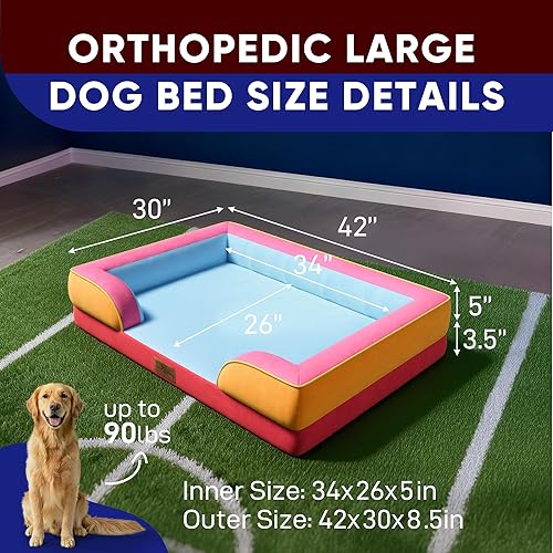 Miniatura 575 de Comfort Expression - Cama ortopédica para perros extragrandes, 53 x 42 pulgadas, cama impermeable y de apoyo de espuma con cojines removibles, con