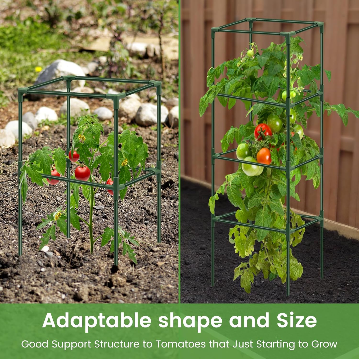 Tomato Cage Garden Tomato Plant Cage Support Pole Assembled Tomato Garden Vegetable Cages Plastic Plant Tower Stakes Cucumber Trellis for Vertical Climbing Plants Vegetable Flowers ZHAZHAMO