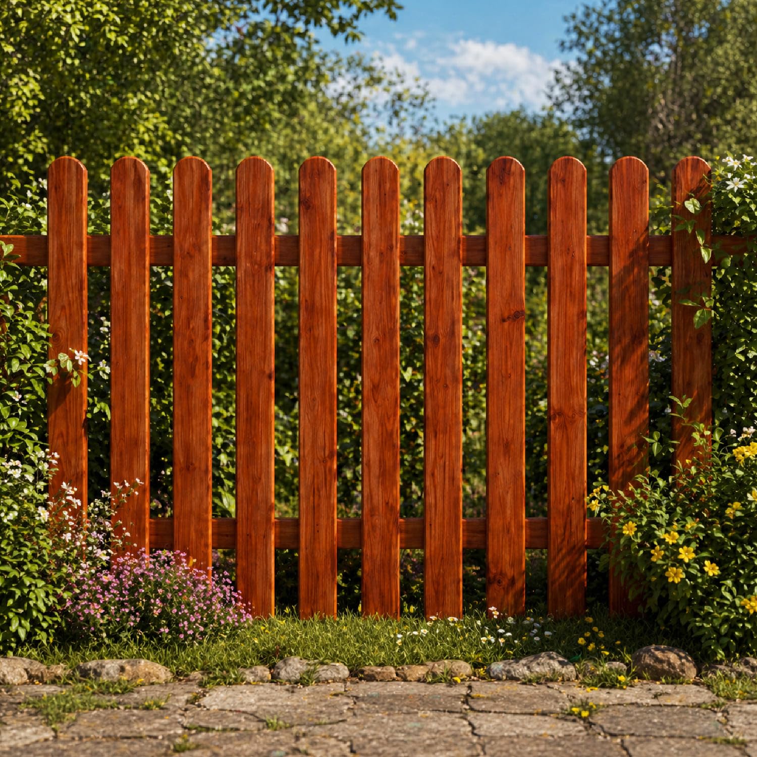 Staccionata In Legno Di Pino Per Giardino Orto E Recinzione Decorativa Con Doghe Arrotondate Barriera Esterna Resistente Alle Intemperie 200 x 80 Cm Legno Scuro