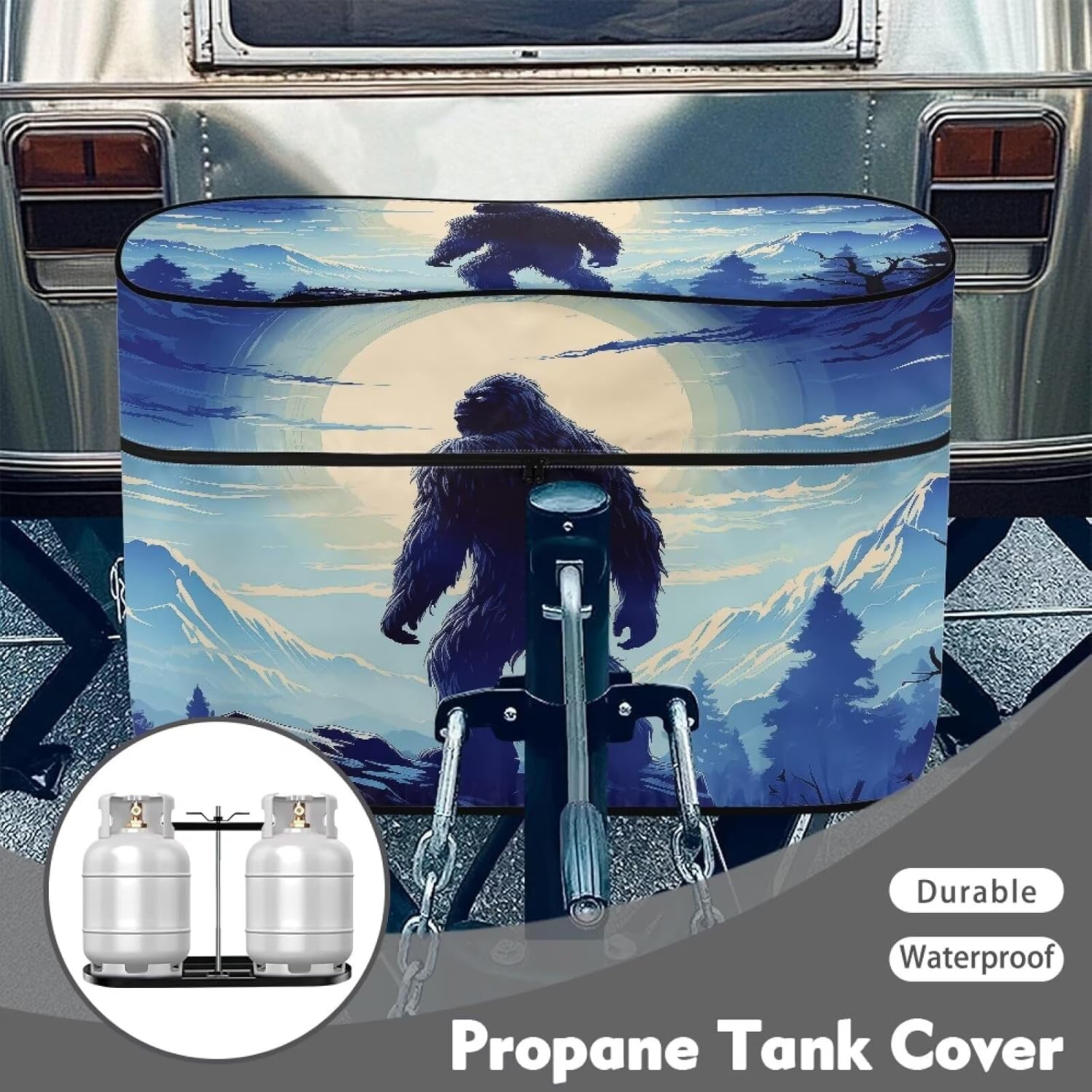Moon Bigfoot 20 Pound Double for RV/Trailer/Camper Travel Trailer Propane Tank Cover Gas Tank Cover with Reliable Zipper Four Seasons General Protection