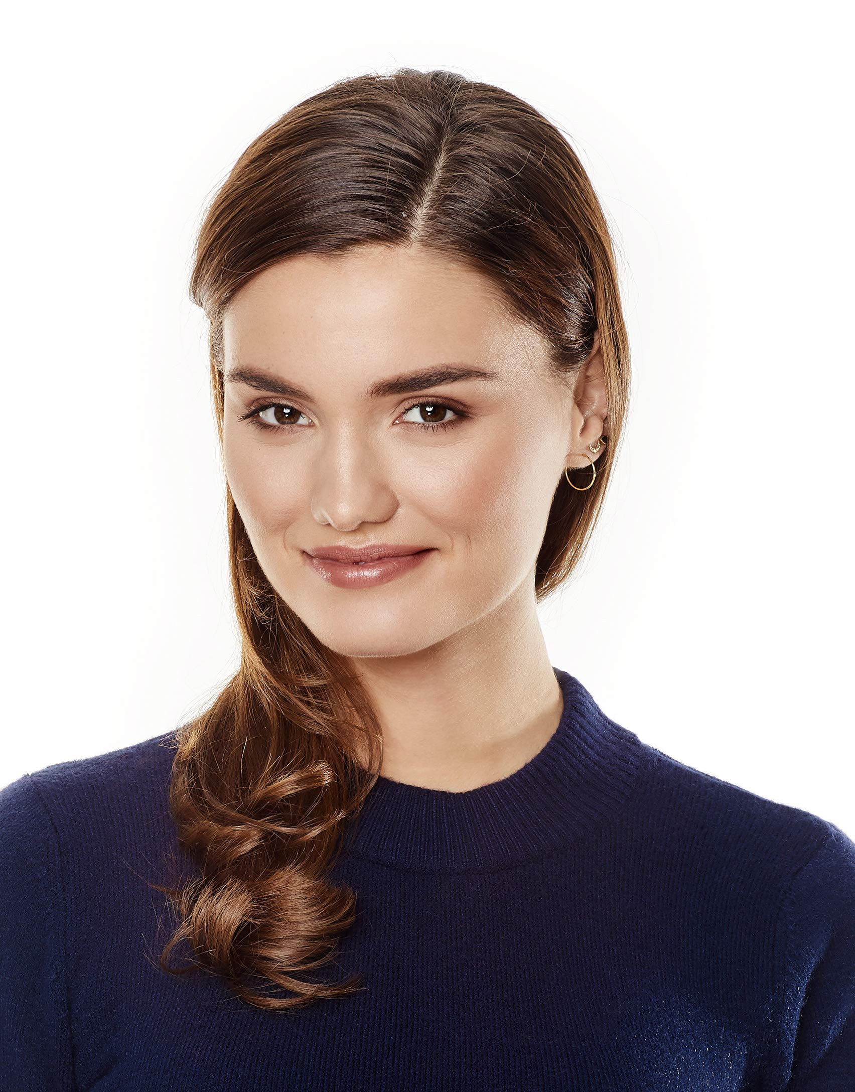 Vincenzo Boretti Maglione-Pullover Elegante Donna, Disegno Classico con Scollo-a V a Costine, Manica-Lunga, Caldo - Ideal per Inverno, Autunno, Mezza Stagione