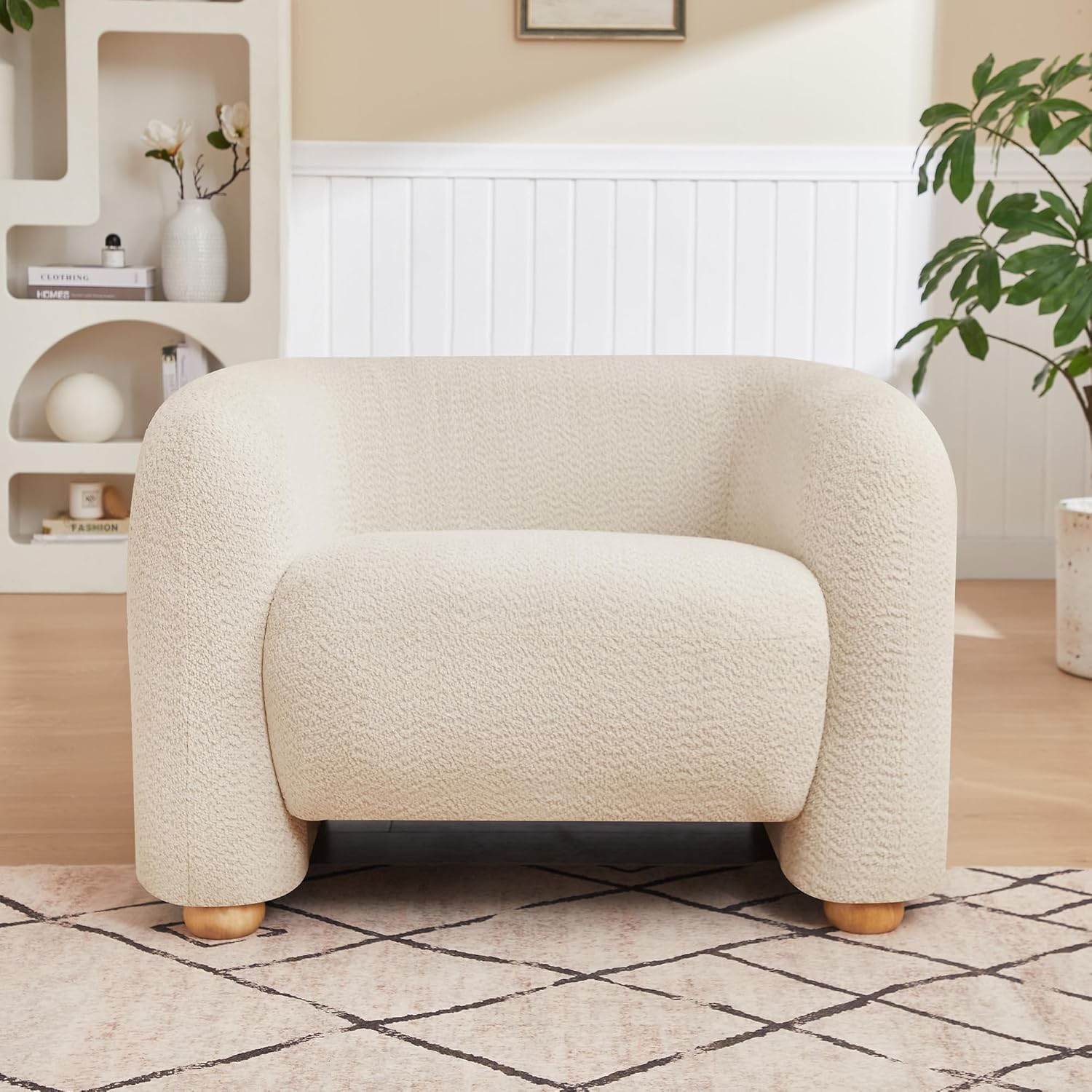 40" Modern Accent Chair Reading Chair Oversized Barrel Chairs for Living Room Bedroom Apartment (1, Khaki)