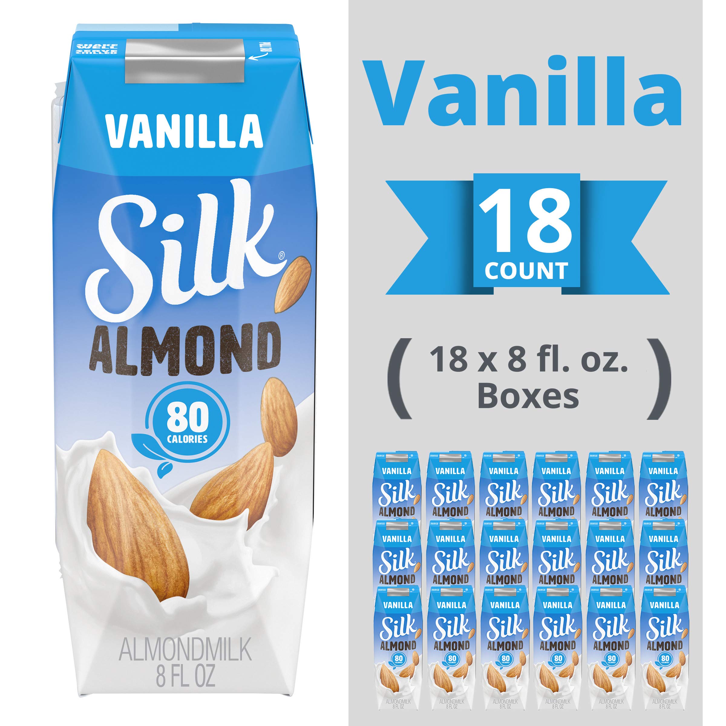 Silk ShelfStable Almond Milk Singles, Vanilla, DairyFree, Vegan, Non
