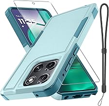 RMOCR for Moto G Stylus 5G 2025 Case, Full Body Heavy Duty Rugged Shockproof Protective Phone Cover with Lanyard Strap, Tempered Glass Screen Protector, Mint Green