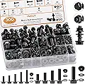INCLY 300PCS Black Metric Flange Bolt Assortment, M6x1.0, M8x1.25, M10x1.5 Bolt (12mm to 30mm) Assorted Hex Bolts and Nuts Washers Kit for Automotive, Home Improvement, Grade 10.9 Black Zinc Plated
