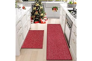 Premium Red and White Kitchen Rug Set