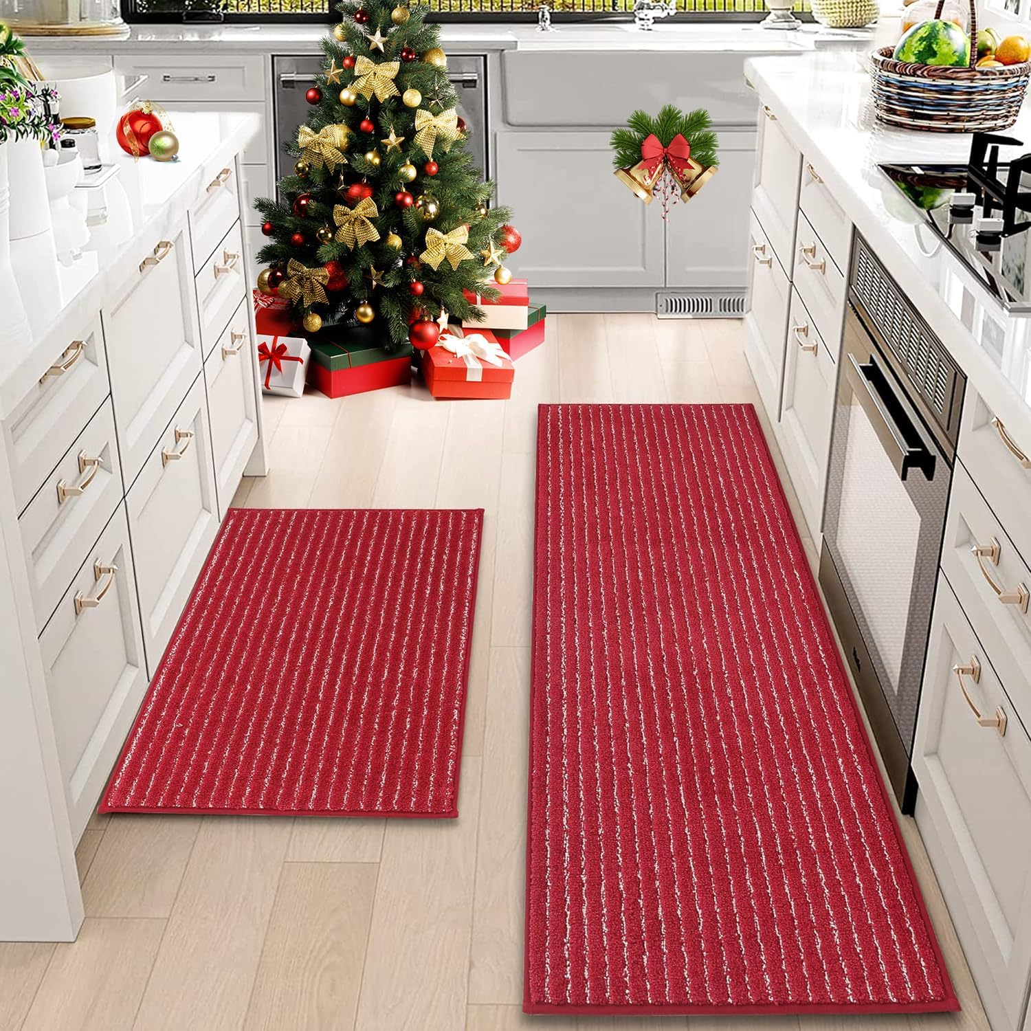 Amazon.com: Magstonee 2 Pieces Kitchen Rug TPR Backing Mat for Doorway ...