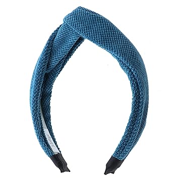 Women and Girls Textured Velvet Turban Knot Headband - Blue