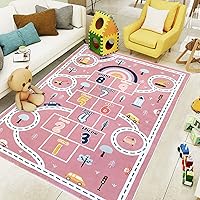 Vista 13 de Alfombra de juego para niños, alfombra de automóvil de Hopscotch de 5 x 8 pies, extra grande para dormitorio de niñas, aula, aprendizaje educativo