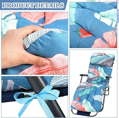 Miniatura 10 de Kigley 4 cojines para tumbona de 67 x 21 pulgadas, cojines para sillas de descanso para columpios exteriores, cojines de banco mecedoras para