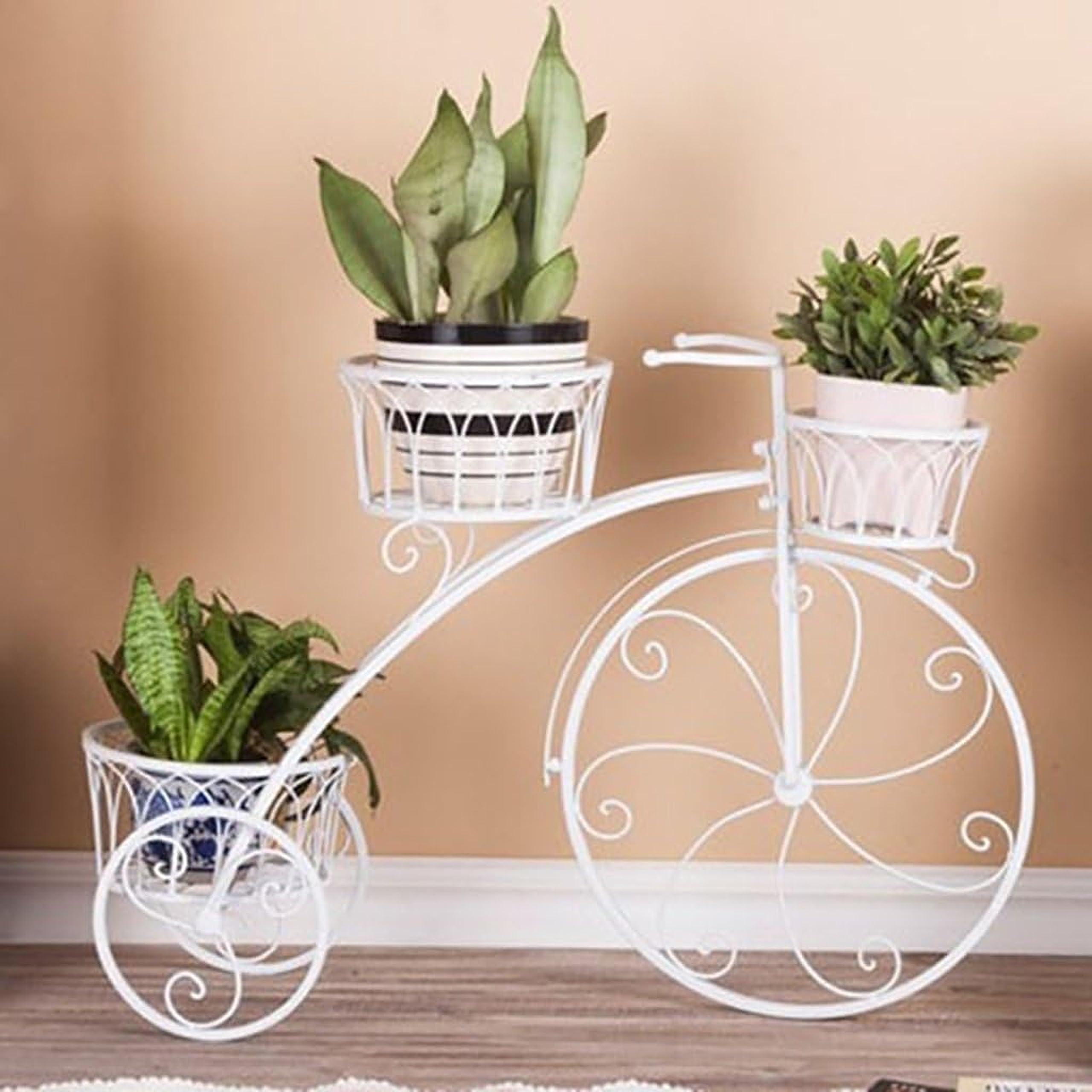 SenceWin gamla stand for balcony corner, decorating flowers holder stand for living room, pots for plants, pots stand for gardening, flower stand for Indoor / Outdoor plants -White