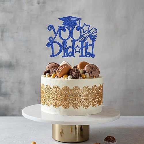 Miniatura 7 de 1 decoración de pastel con purpurina con texto en inglés You Did It (Congrats Grad Cap 2023), decoración para pastel de graduación 2023, temática de