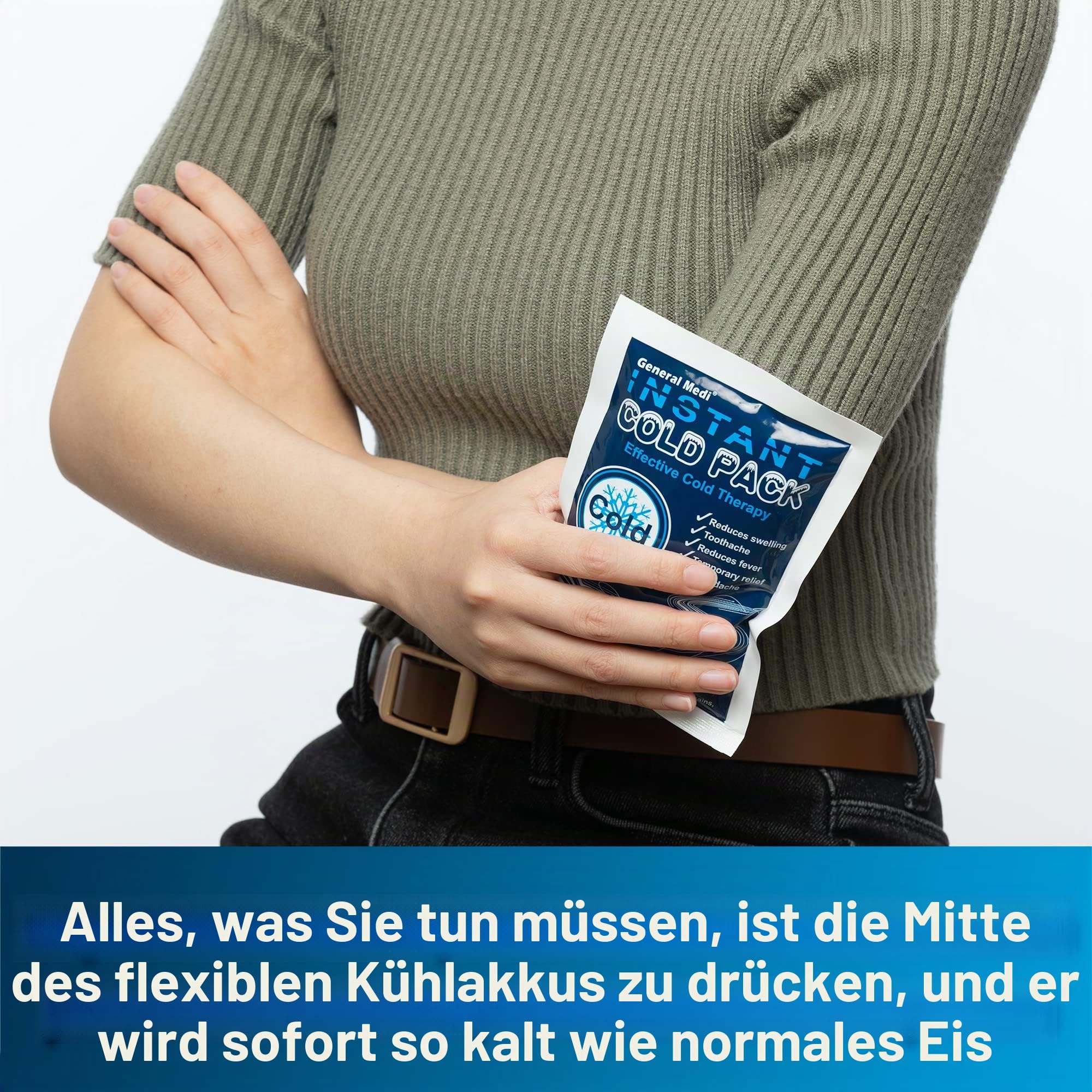 General Medi Einweg Kälte-Sofort-Kompresse (25 Stück), Kühlpack zum sofortigen Kühlen und für Erste-Hilfe-Maßnahmen, Schmerzlinderung, Schwellungen, Entzündungen, Kühlkissen zur äußerlichen Anwendung