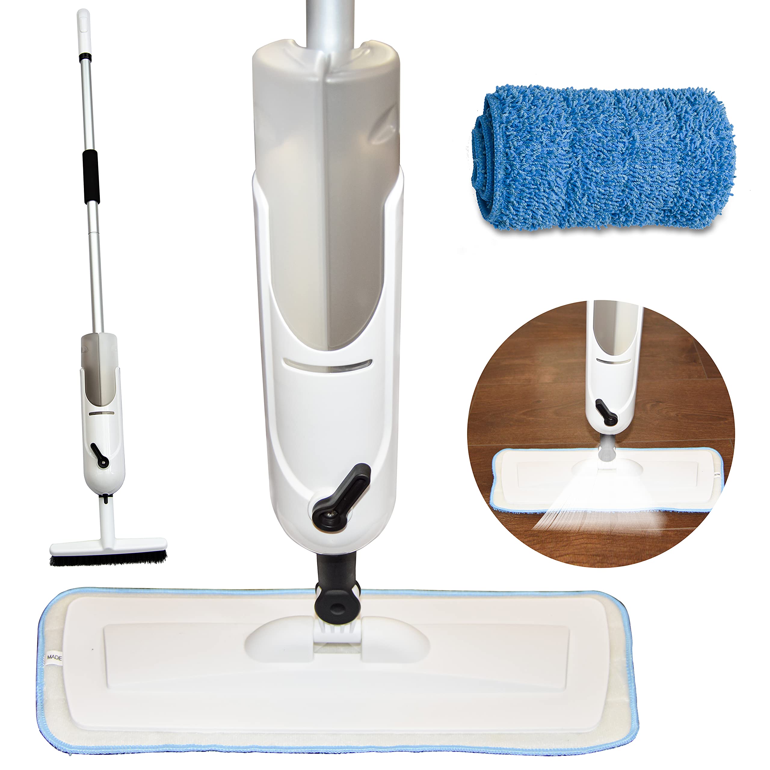 ES Traders Spray Mop 5 in 1 - 320 ml Twin Bottles Floor Mops for Cleaning Floors, Hardwood Laminate & Tiles- Spray Mops for Floors Comes with Twin Bottle, Extra Brush, Removable Mat & Insert Pole