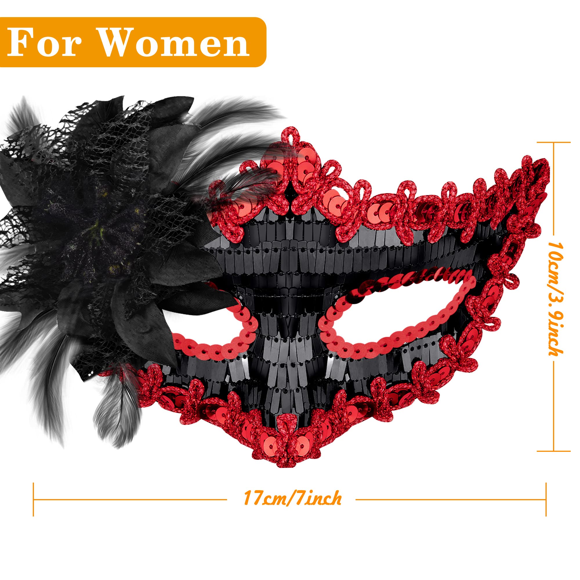 SIQUK 2 sztuki para maska wenecka maskarada maska maska maskaradowa maskaradowa maskaradowa dla kobiet, mężczyzn, oczu, na Halloween, karnawałowa maskarada, czarna i czerwona