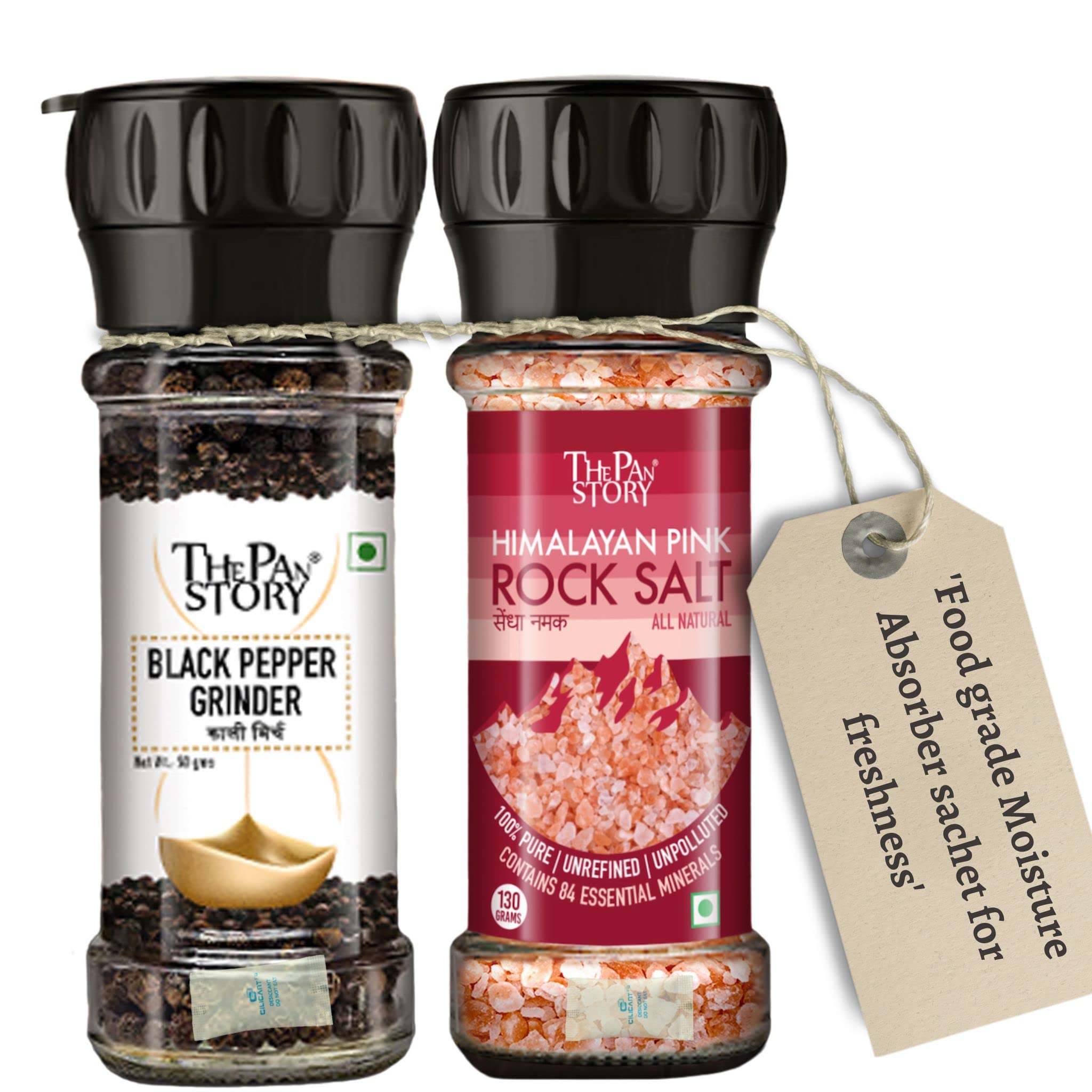 The Pan Story Himalayan Pink Salt Crystals Sendha Namak 130 Grams and Black Pepper Kali Mirch 50 Grams Refillable Glass Crusher Bottle (B0993TBP73) Amazon Price History, Amazon Price Tracker