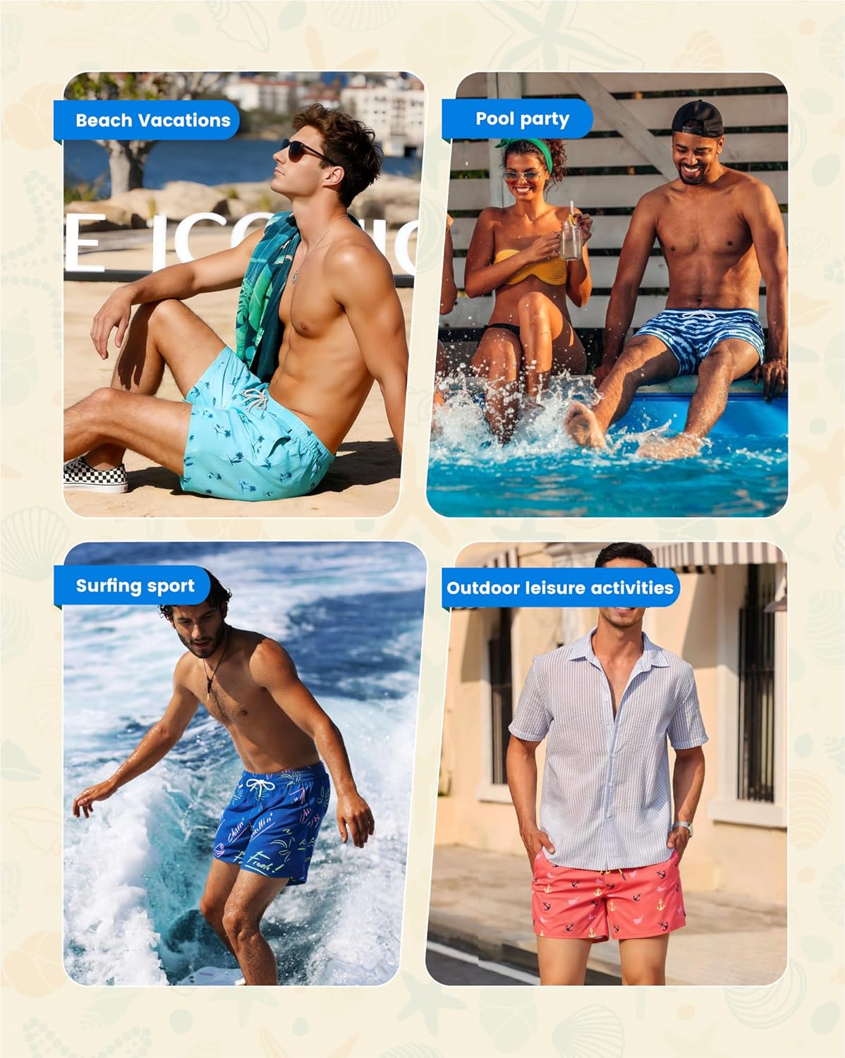 SURF CUZ Mens Swim Trunks with Compression Liner Quick Dry Swim Shorts Swimming Trunks 2 in 1 Bathing Suit Zipper Pockets - Image 7