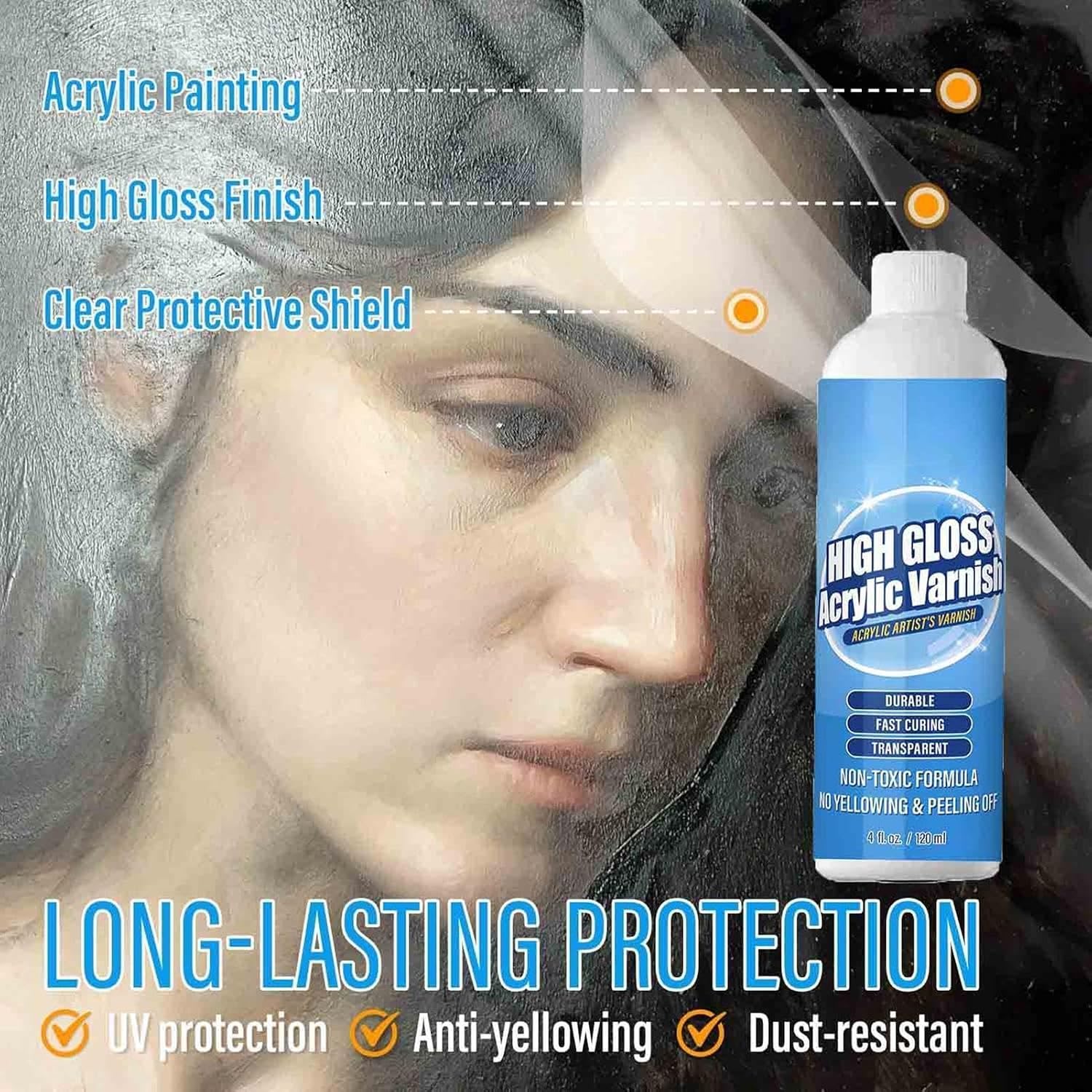 Varnish for Acrylic Painting 120ml Fast Drying Non Yellowing