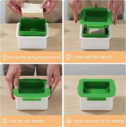 Miniatura 3 de Prensa de tofu apta para lavavajillas, escurridor de tofu ajustable, sin BPA, prensador de tofu vegano para eliminar el agua del tofu sedoso y firme