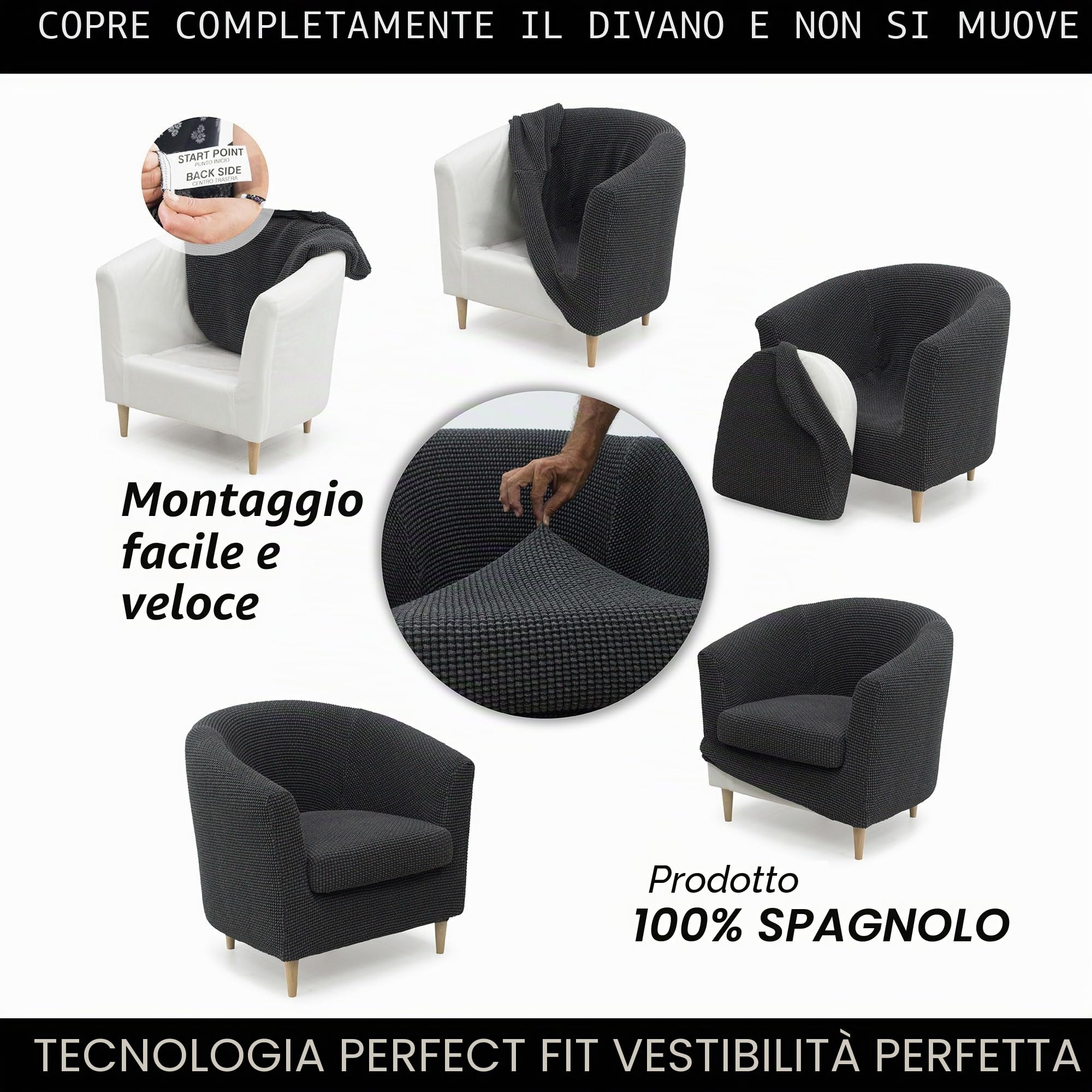 FAVERTI Fodera per poltrona Club con fodera per seduta | Fodera super elastica compatibile con le poltrone IKEA TULLSTA e BAKLA | Modello NOVELE | Beige | Tessuto jacquard di qualità al tatto in