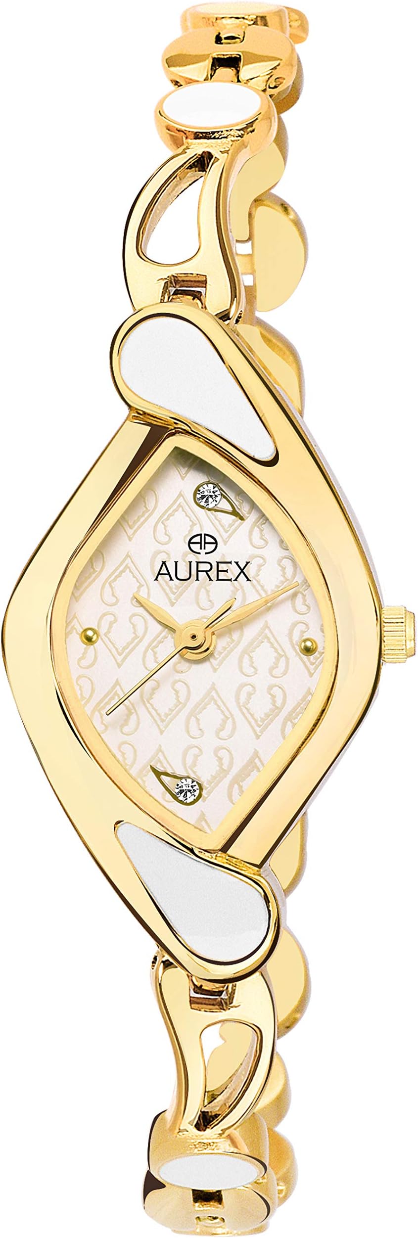 AUREX Analogue Women's Watch (White Dial Gold Colored Strap)