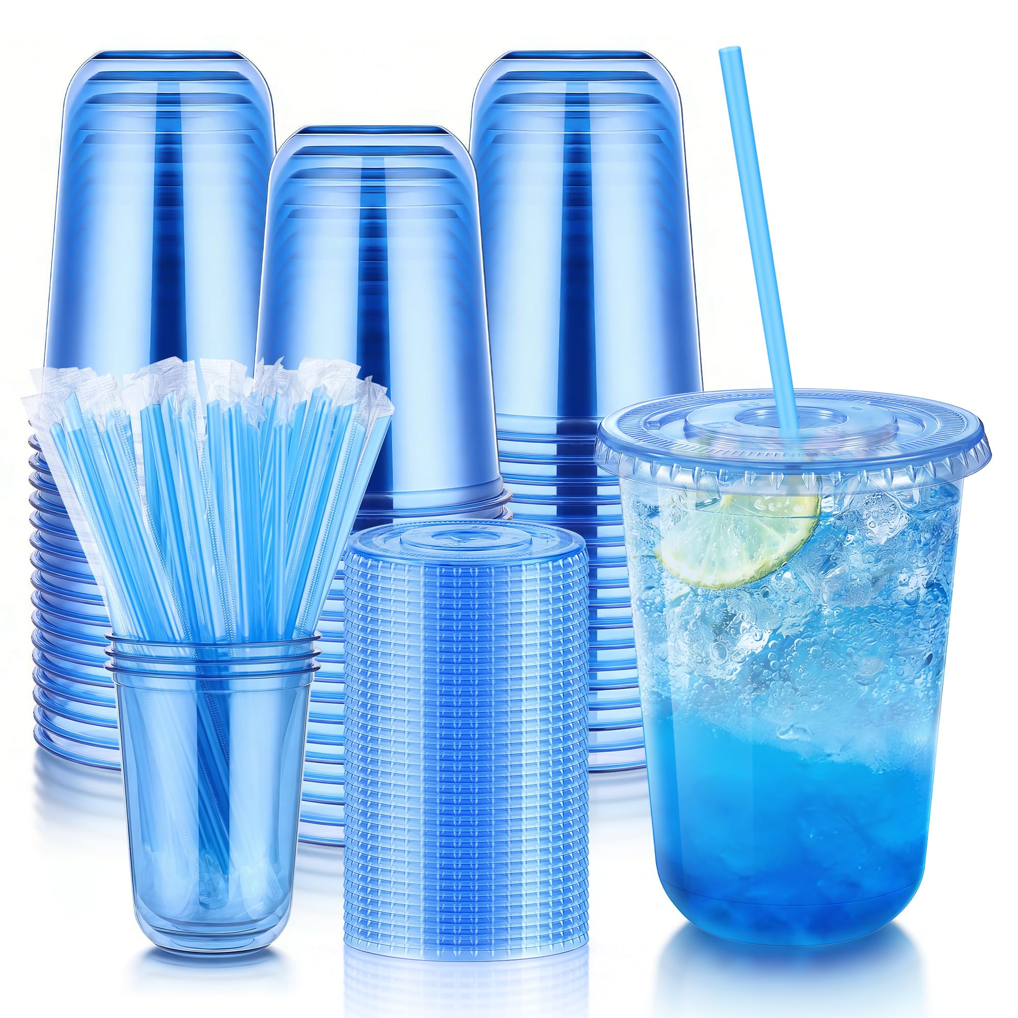 KesaPlan 50 Pack 16 oz Pink Plastic Party Cups with Lids and Straws — Amazon image 12