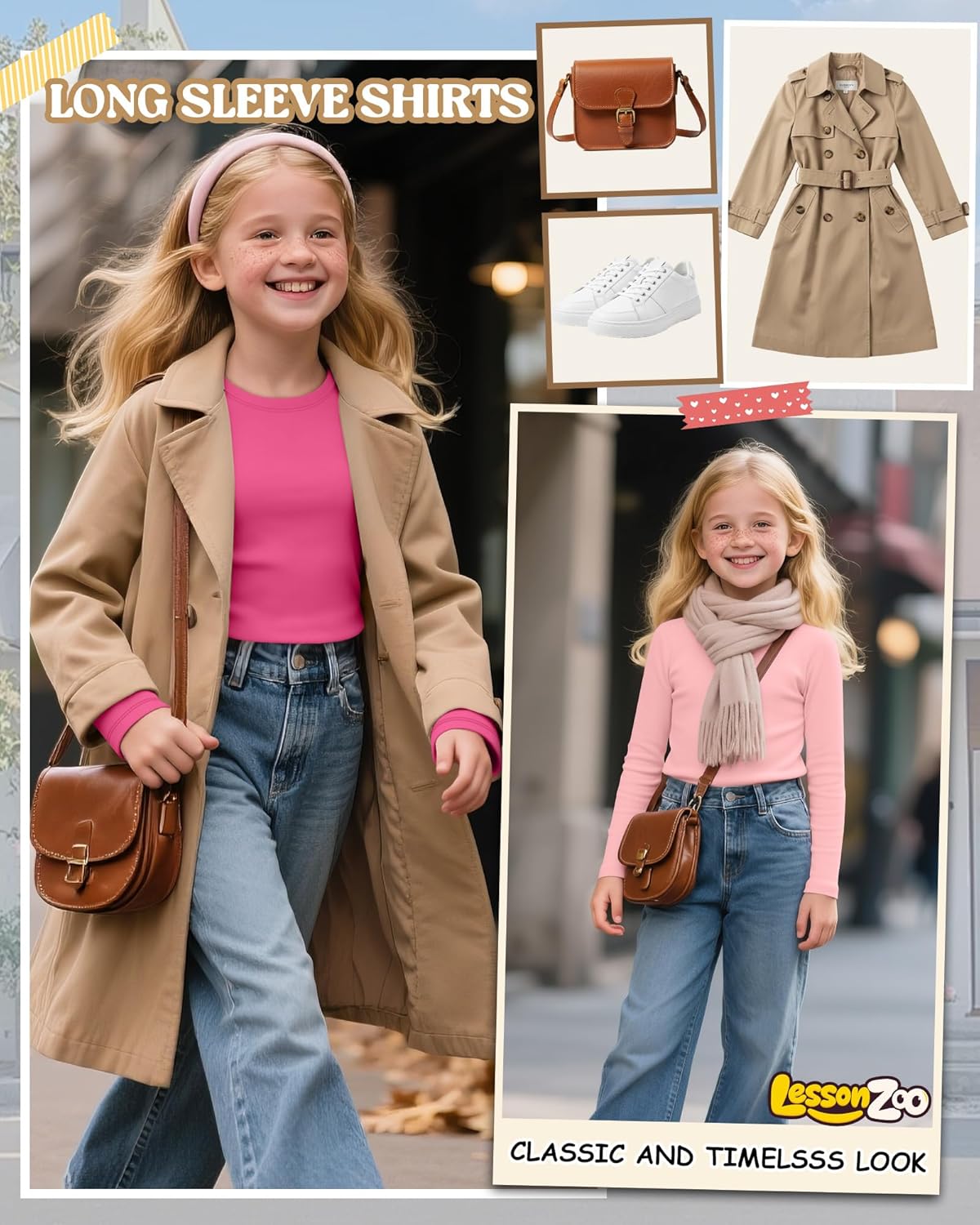 4 Pack Girls Long Sleeve Shirts Kids Thermal Basic Tops Fleece Lined Crewneck Trendy Fall Layering Tees 5-14 Years - Image 2