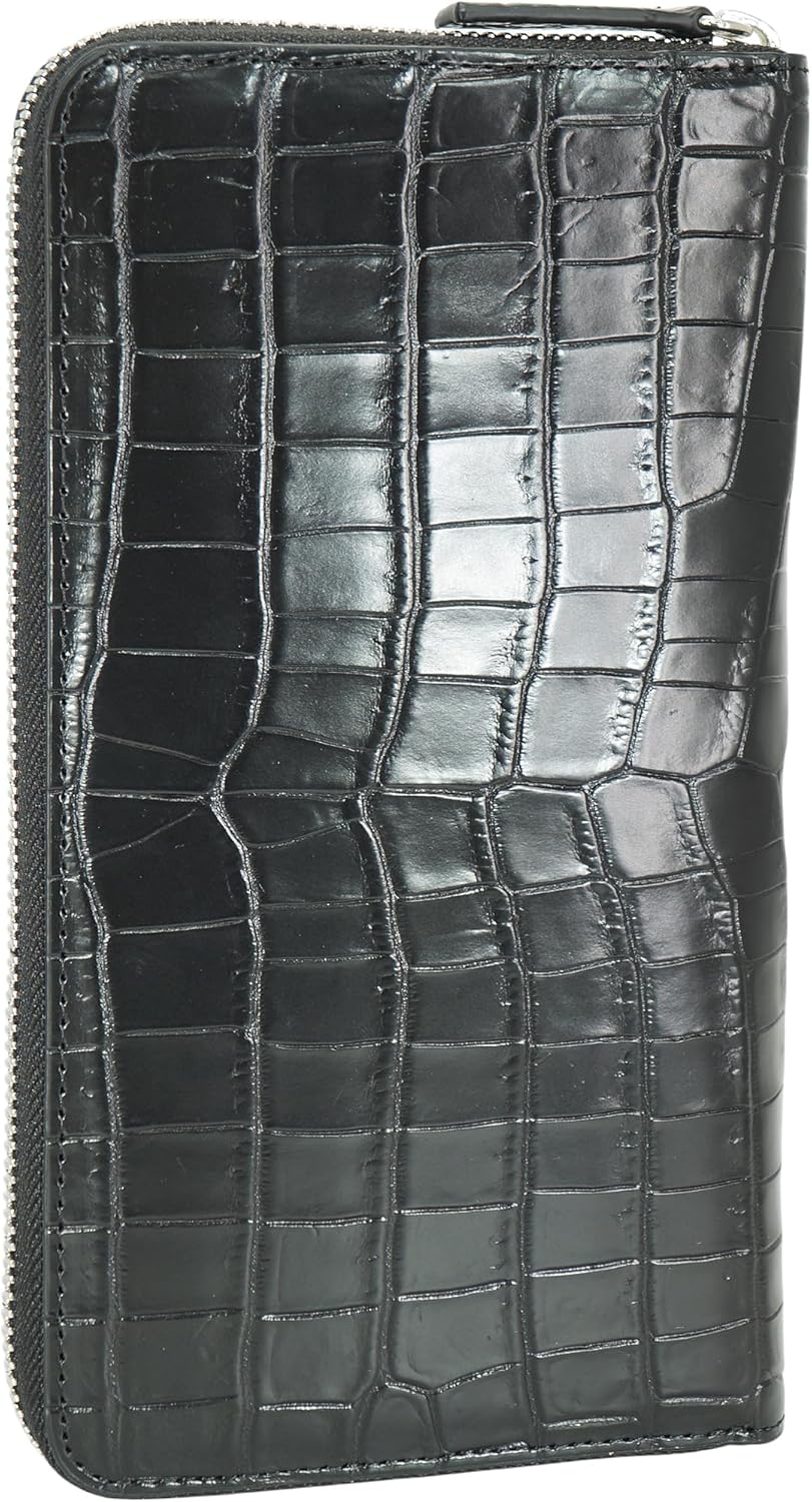 最高級、クロコダイルワニ革使いのラウンド長財布、センター縦取り一枚の革無双仕上げ 最高級、クロコダイルワニ革使いのラウンド長財布、センター縦取り一枚