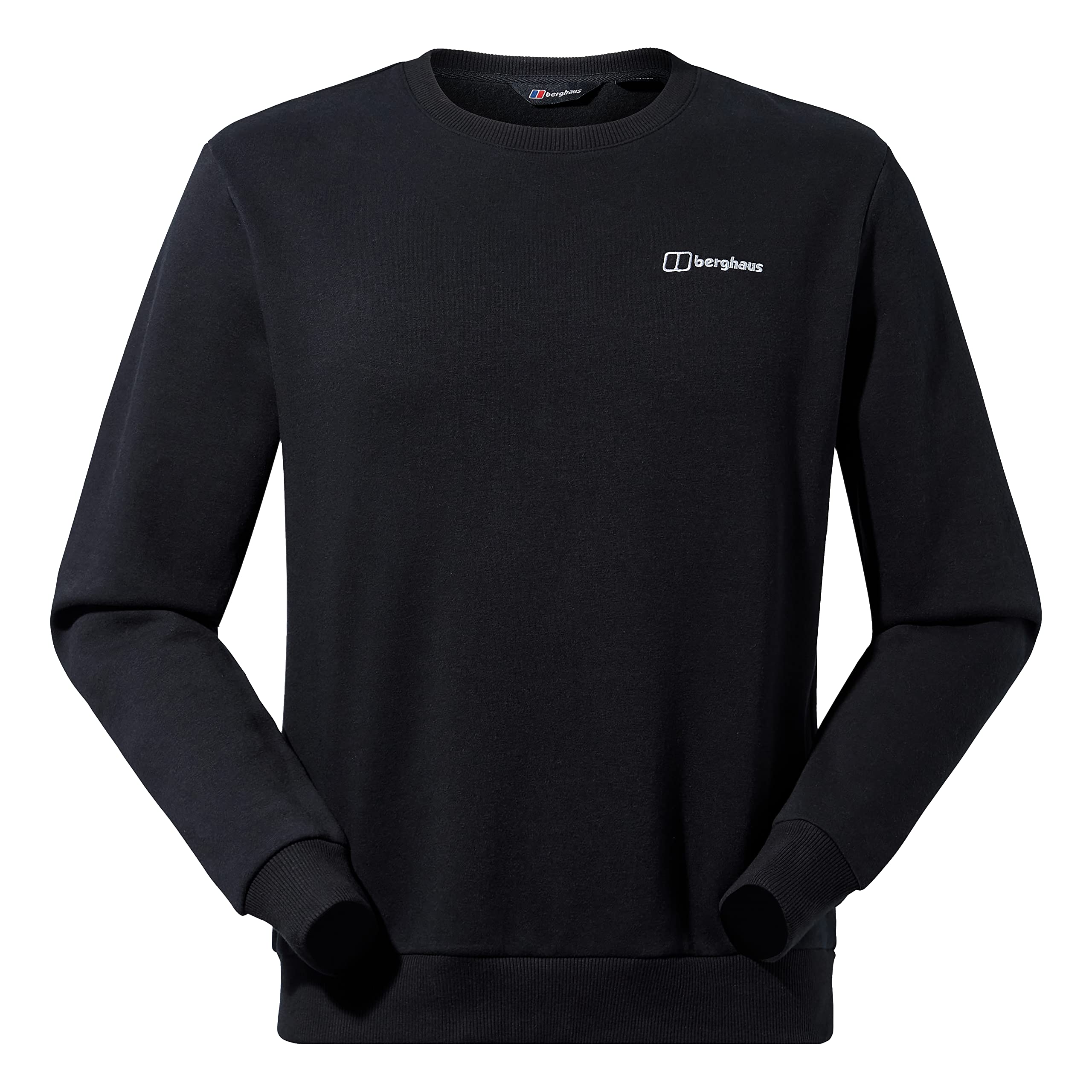 Berghaus Men's Logo Sweatshirt Crew Neck Jumper | Added Warmth | Extra Comfortable Sweatshirt, Black/Black, XS