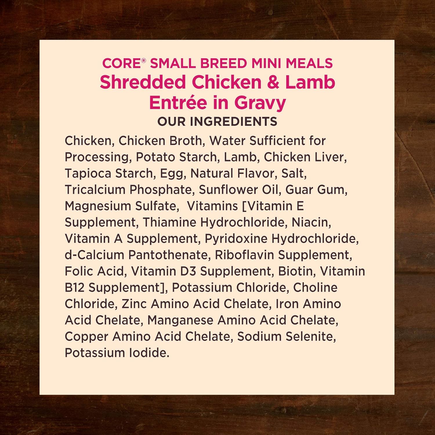 Wellness CORE Small Breed Mini Meals Shredded in Gravy Adult Wet Dog Food, Grain Free, Natural, Chicken and Lamb Entrée Recipe, 3 oz, Pack of 12 Pouches