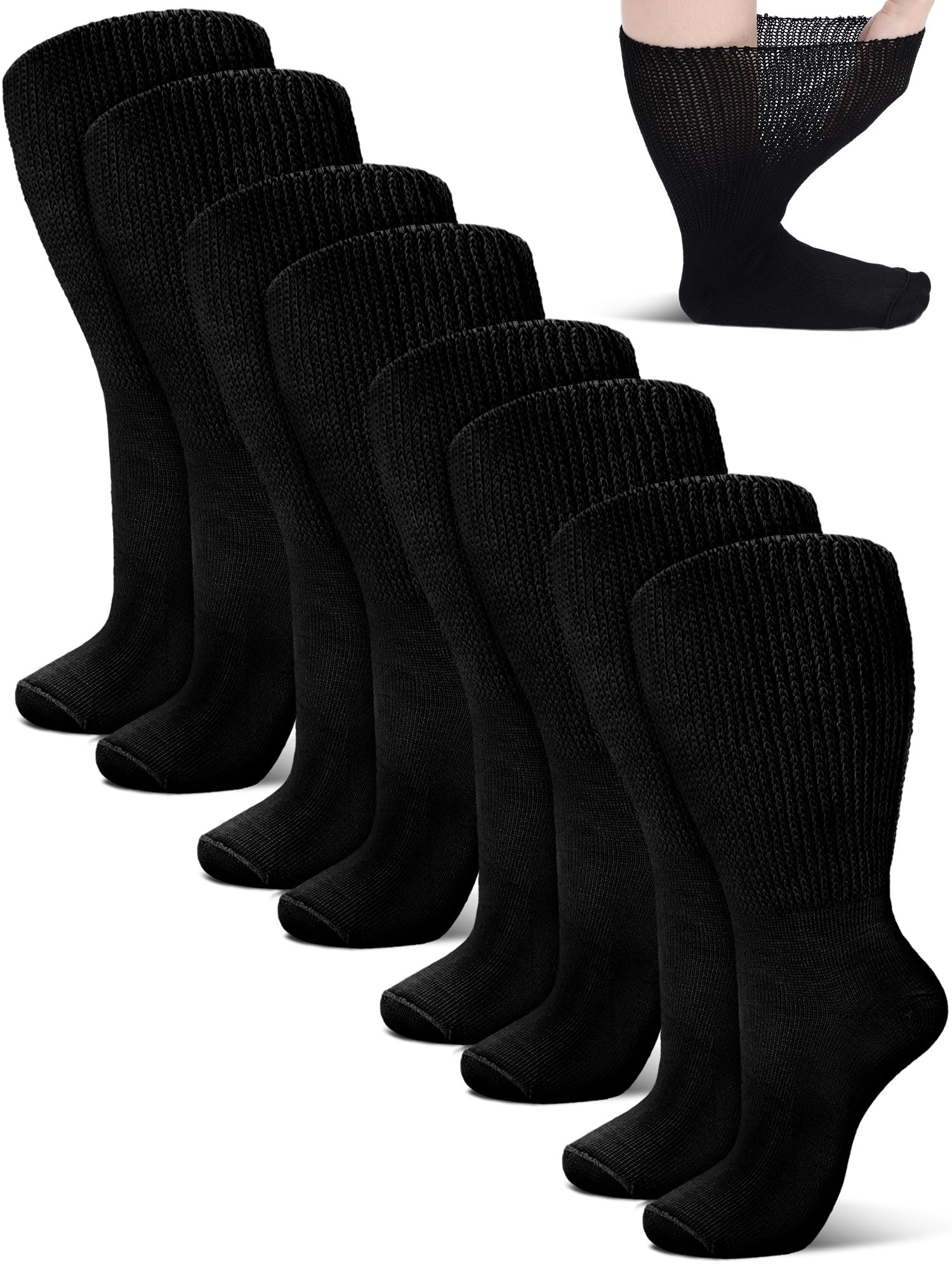 bunnycool 4 Pairs Extra Wide Socks Swollen 30" Lymphedema Bariatric Socks Non Binding Loose Fit-picture-37