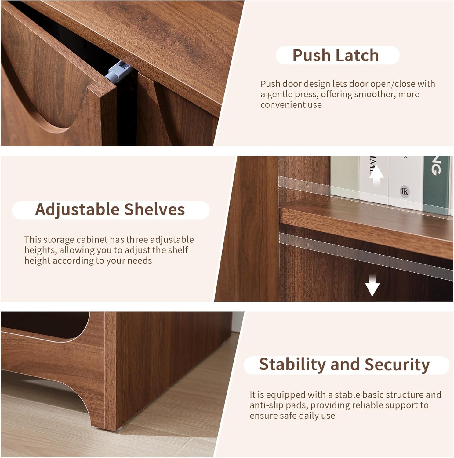 Bifins Sideboard Buffet Cabinet with Storage, 31.5” Mid Century Modern Storage Cabinet with Adjustable Shelf and 2 Doors for Dining Room, Living Room,Entry
