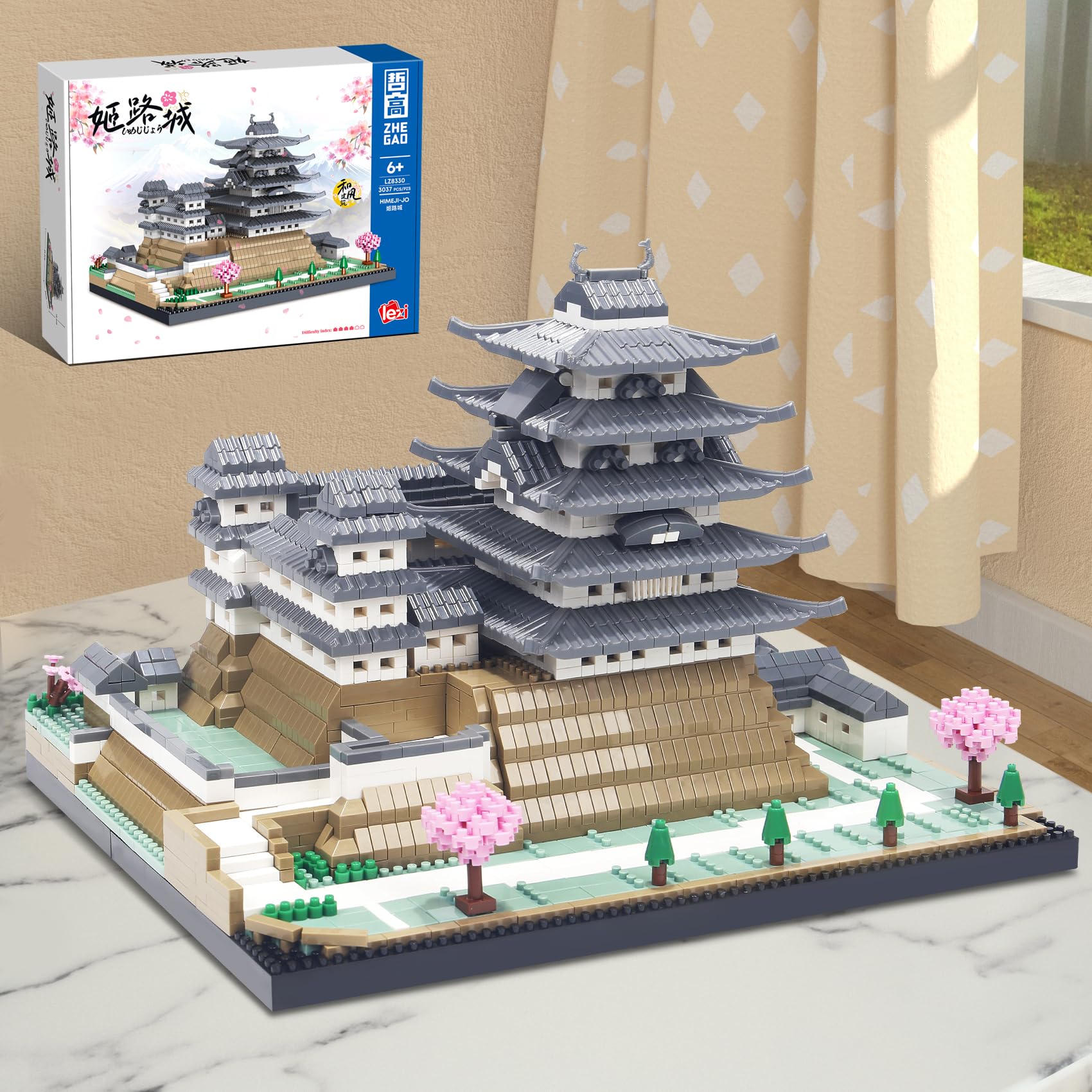Photo 1 of 3037PCS Japanese Architecture Landmarks Micro Mini Building Blocks Model Kit Not compatible with Major Brands size,Himeji Castle Model Decor Collection or Prensent for 15+ Boys,Girls or Adults