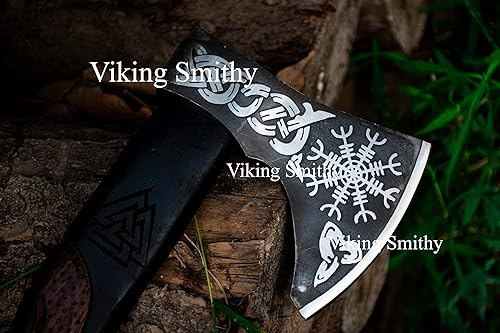 Miniatura 6 de Viking Smithy Hacha de división y hacha  Hacha barbuda ideal para acampar y Bushcraft  Corte y corte de madera eficiente  Hachas duraderas para