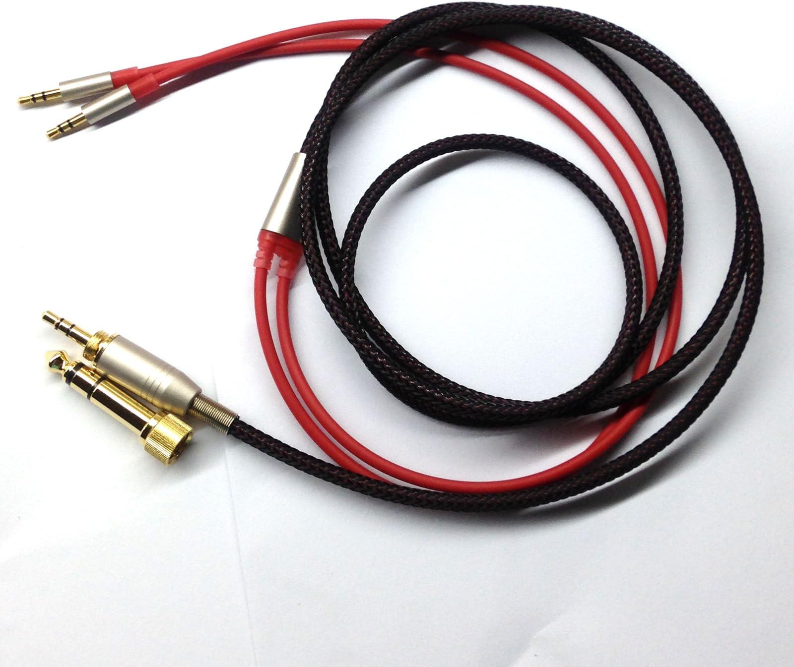 Replacement Cable Compatible Hifiman HE400S, HE-400I, HE-400i（2.5mm Plug Version）, HE560, HE-350, HE1000, HE1000 V2 Headphone 3.5mm and 6.35mm to Dual 2.5mm Jack Male Cord Red 1.5m/4.5ft