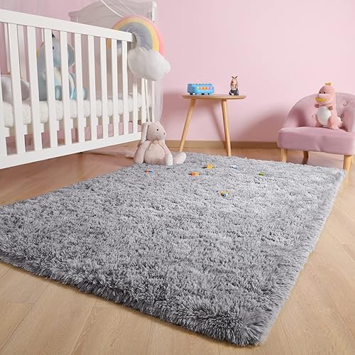 Miniatura 115 de Kelarea Alfombra de área para sala de estar, 3 x 5, antideslizante, color azul turquesa, esponjosa, suave, alfombra de felpa peluda para dormitorio
