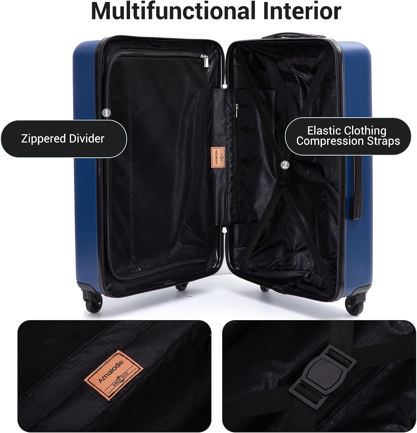 3 Piece Luggage Set with Packing Cube System,ABS Hardside Suitcase & Duffle Bag with Spinner Wheels,Carry-On Travel for Men & Women