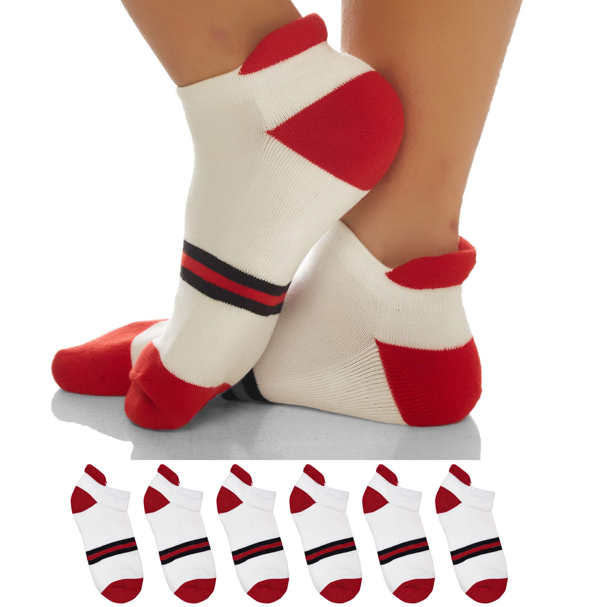 Sockyfy|Pack of 6| Unisex Socks- Athletic Ankle Extra Mesh Cotton Socks for Men and Women Free Size - Pack of 6 - Red and Blue in Gift Box|Summer Surprises Gifts |Gifts for Him|Gifts for Her