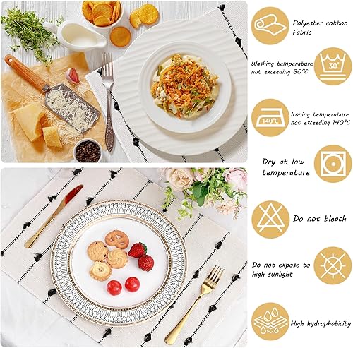 Miniatura 3 de Juego de 8 manteles individuales para mesa de comedor, manteles individuales de tela tejida para decoración moderna de mesa de cocina, estilo