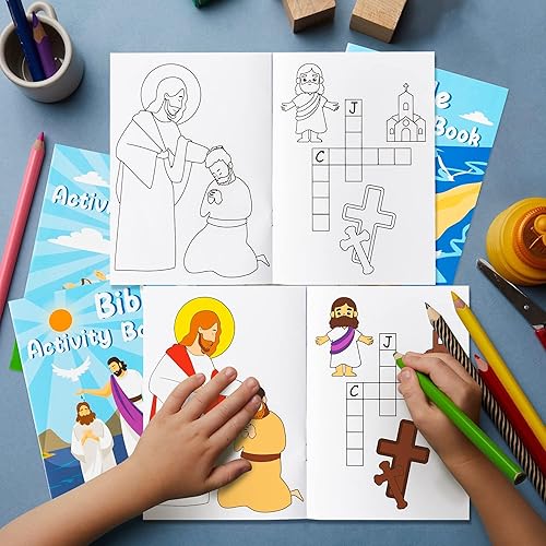 Miniatura 7 de BZaber Libros para colorear de Pascua religiosa de la Biblia  24 libros de dibujo de arte para niños con patrón de la Biblia de Jesús folletos de