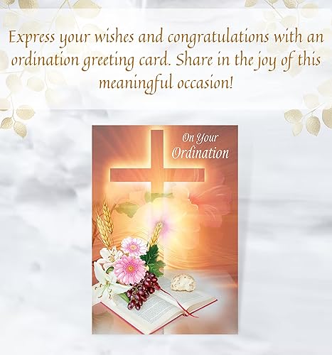Miniatura 2 de Trendzeen Tarjeta de felicitación de ordenación diácono, con pasador de solapa de cruz del Espíritu Santo, tarjeta de ordenación sacerdotal, pin de