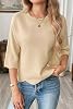 Suéteres para Mujer Dokotoo, de Manga 3/4 y Cuello Redondo, Casual con Dobladillo Festoneado 3