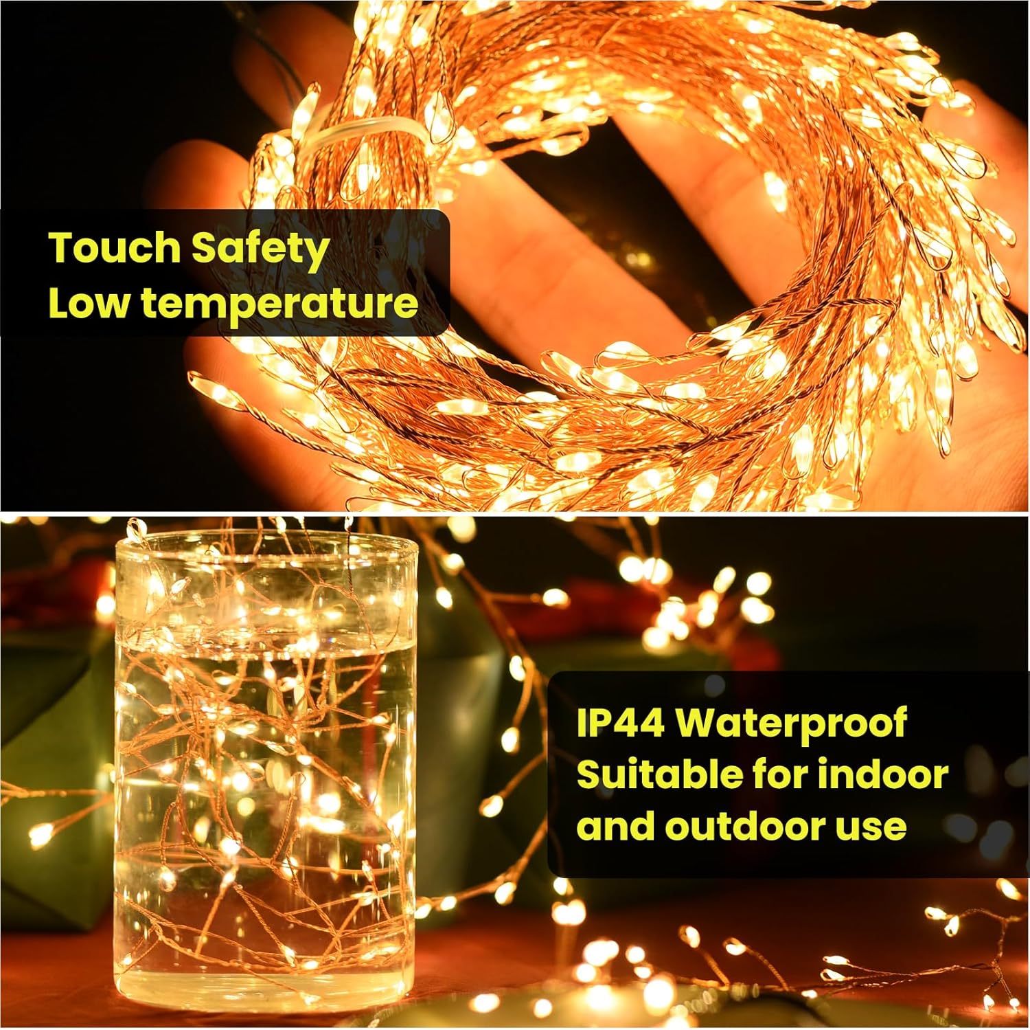 Dailyart 300 LED Fairy Lights with Remote, Warm White, 8 Modes, Plug in, Waterproof, Christmas Decoration, 10ft