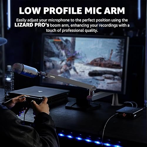 Miniatura 5 de Ixtech Lizard Pro Brazo de soporte para micrófono LP, perfil bajo, ajustable, para Blue Yeti, Shure Sm7b, Hyperx QuadCast, Rode Fifine y At2020, de