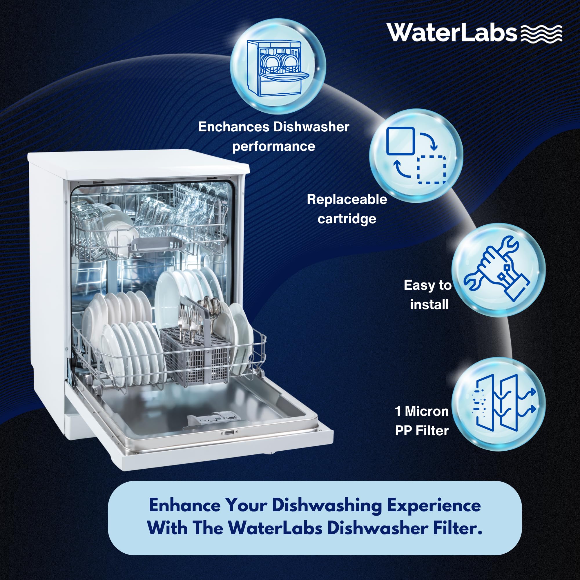 WaterLabs Dishwasher Filter for Hard Water & Sediments | Protects Dishwasher from Limescale, Rust & Dirt | Universal Inlet | Easy Installation 2