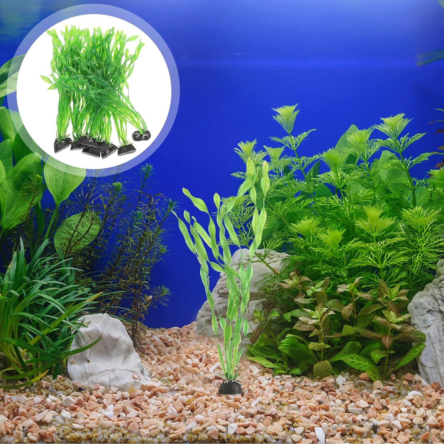 Amosfun Artificial Aquarium Plants 10pcs Plastic Fish Tank Plants Decoration Aquatic Seaweed Grass for Aquarium Accessories and Fish Tank Décor