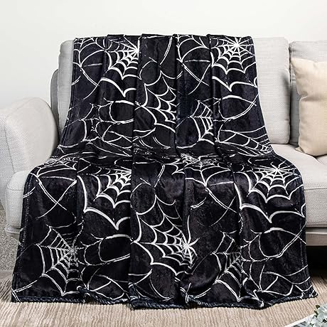 Gothic Black Spider Web Throw Blanket: A Spooky Embrace for Your Haunted Haven