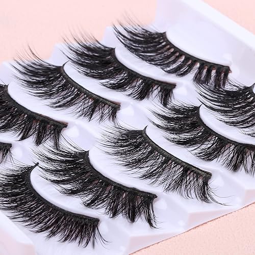 Miniatura 7 de Pestañas postizas esponjosas y finas, pestañas grandes 3D, pestañas de visón sintético, volumen grueso, largas, suaves, dramáticas, 5 pares