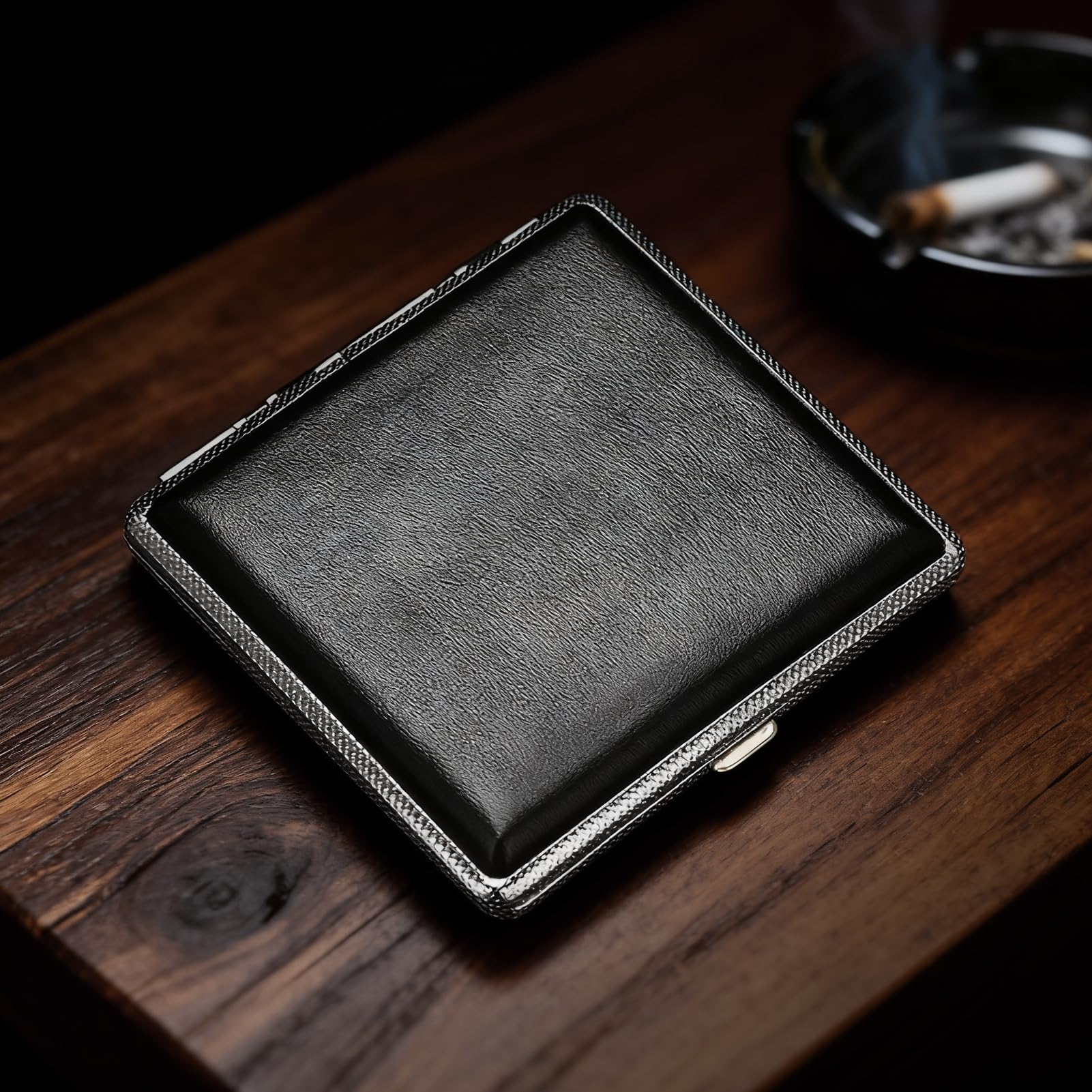 AgniPhant Leather Finish Metal Cigarette Case Holder - Holds 20 King Size Cigarettes, Pressure-resistant design | Elegant Cigarette Box Case for Daily Use, Ideal Gift for Husband & Friends (Black)-image-8